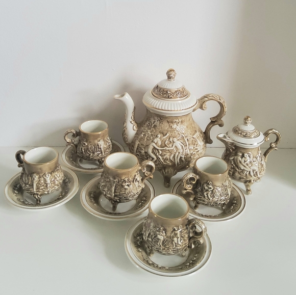 Vintage R. Capodimonte Porcelain Tea Pot set - Picture 3 of 6